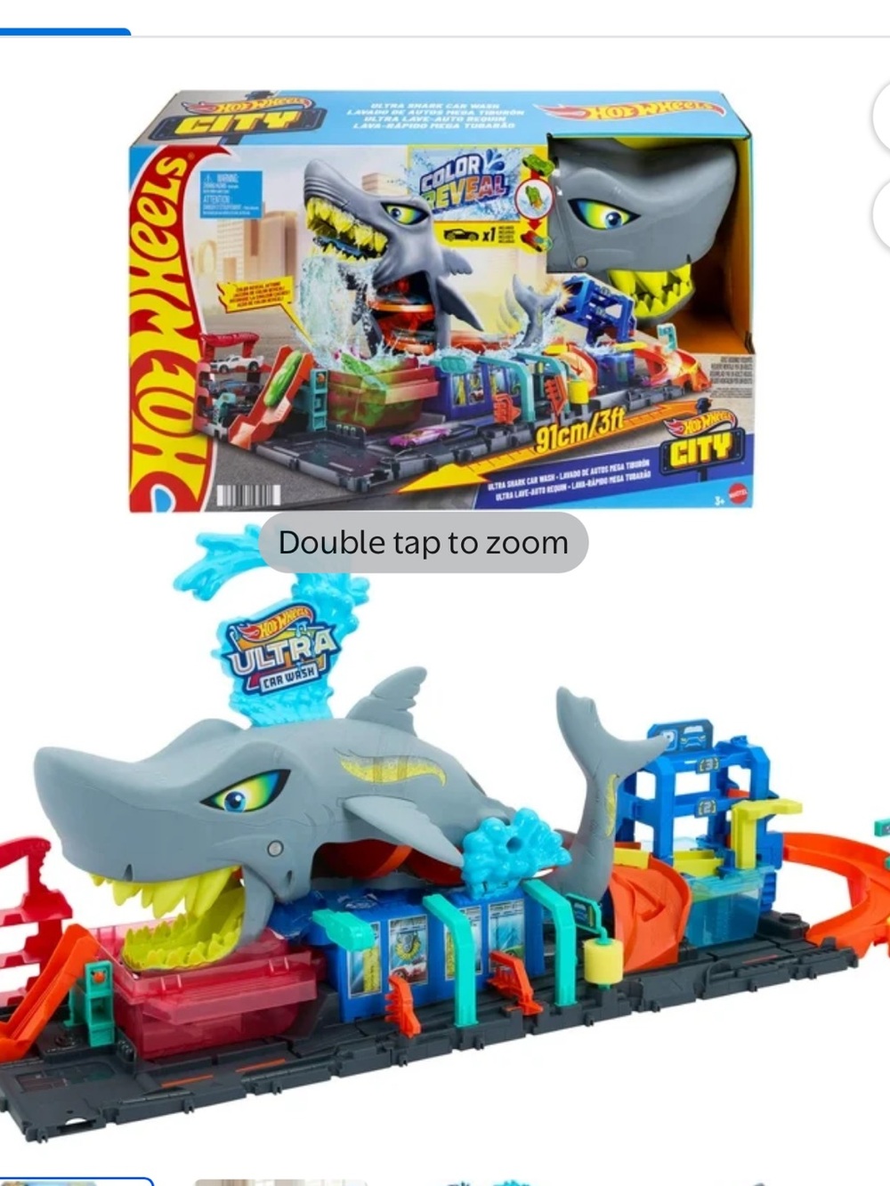 Hot Wheels City Ultra Shark Car Wash with Color Reveal Toy Car